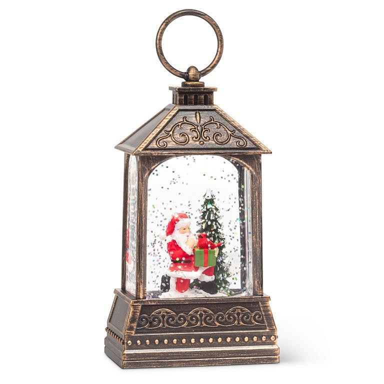 Santa in Small Glitter LED Lantern