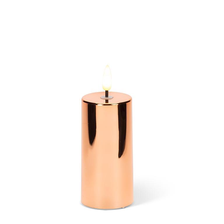 Small Metallic LED Pillar - Rose Gold