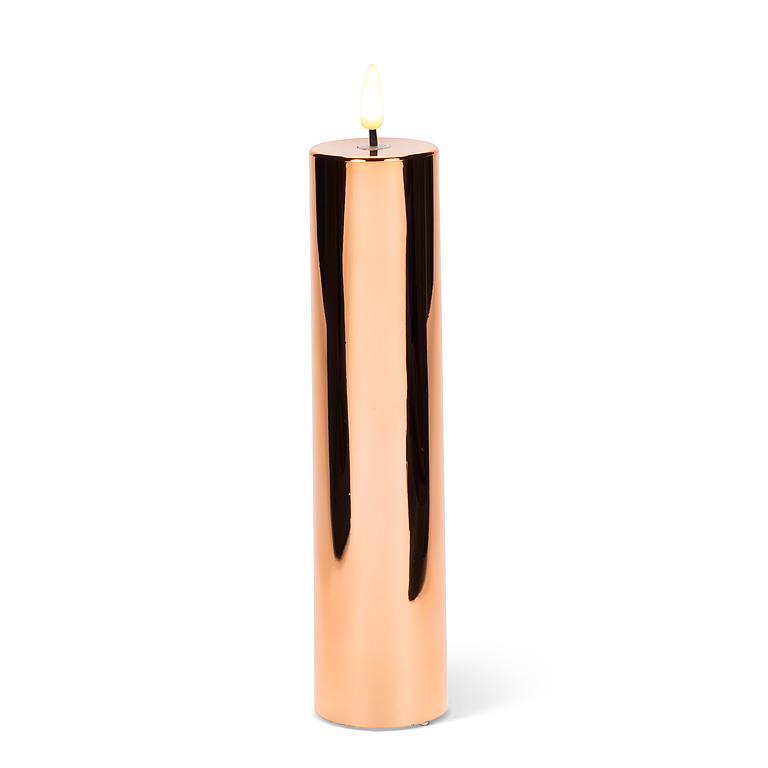 Large Metallic LED Pillar - Rose Gold