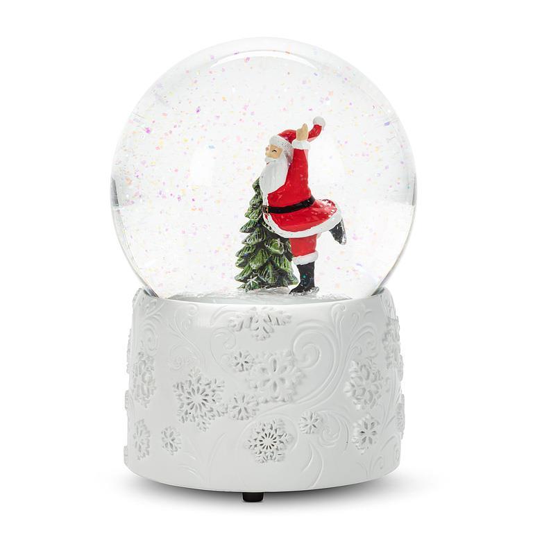 Medium Skating Santa Snow Globe with Music