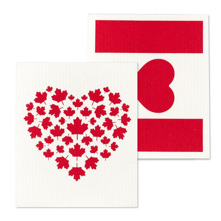 Canada Flag and Heart Dishcloths (Set of 2)