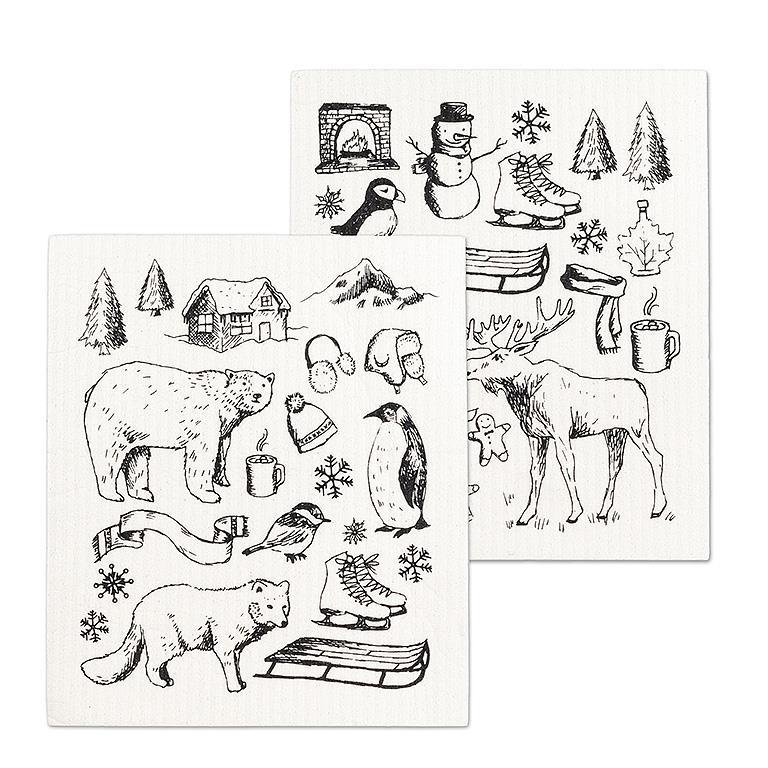 Winter Sketch Icon Dishcloths (Set of 2)