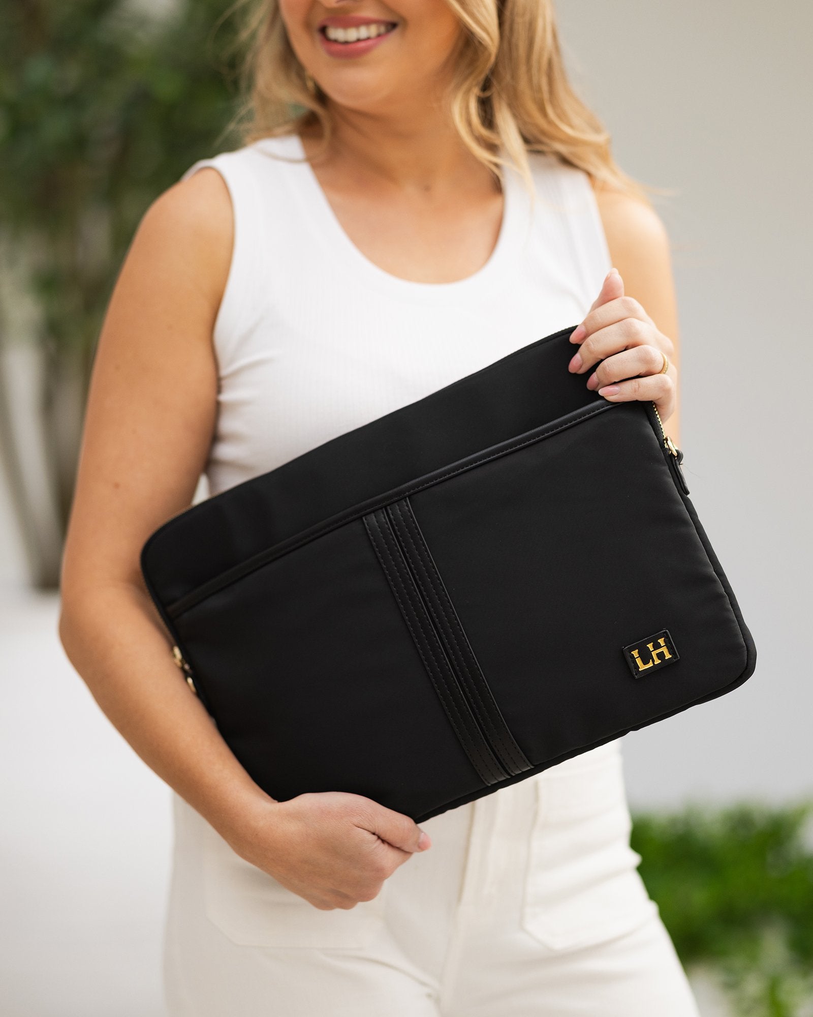 Lina Nylon Laptop Case - Black