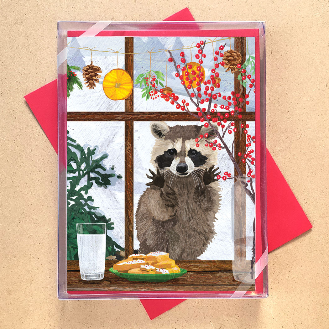 Raccoon Christmas Card