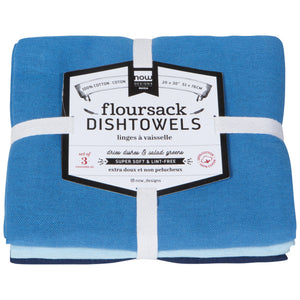 Moon Cool Blue Indigo Floursack Dishtowels (Set of 3)