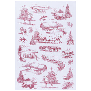 Winter Toile Woven and Printed Dishtowels (Set of 5)