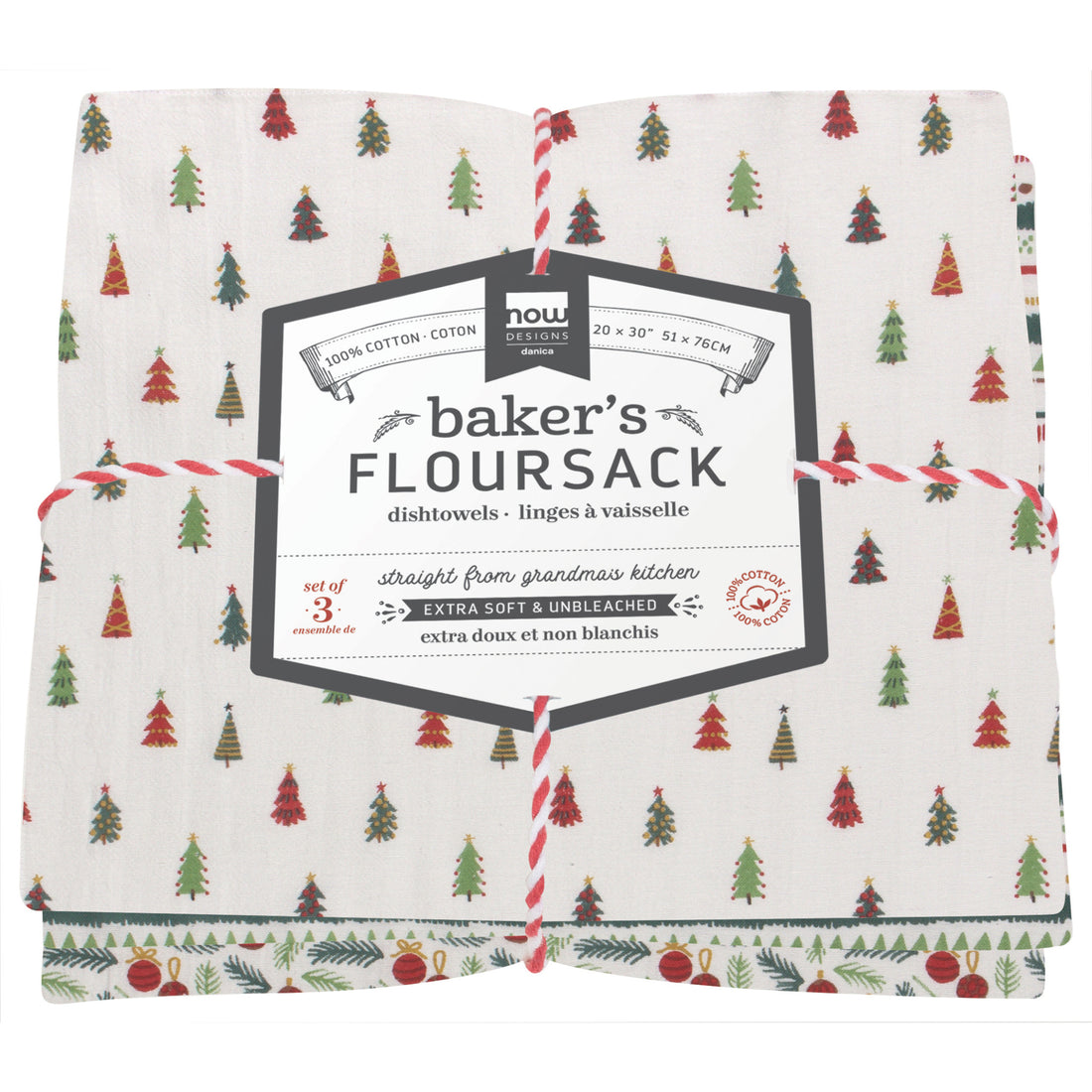 Merry and Bright Bakers Floursack Dishtowels (Set of 3)