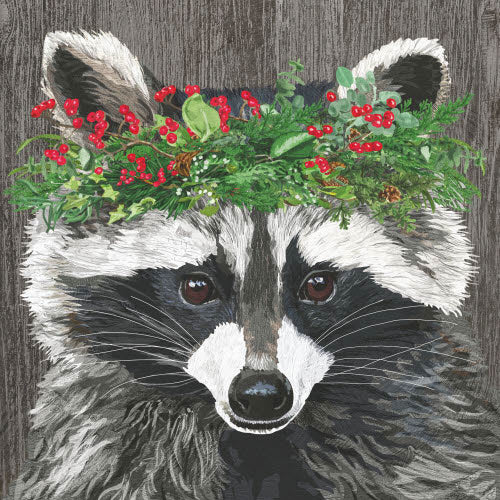 Winter Holiday Berry Raccoon Lunch Napkins